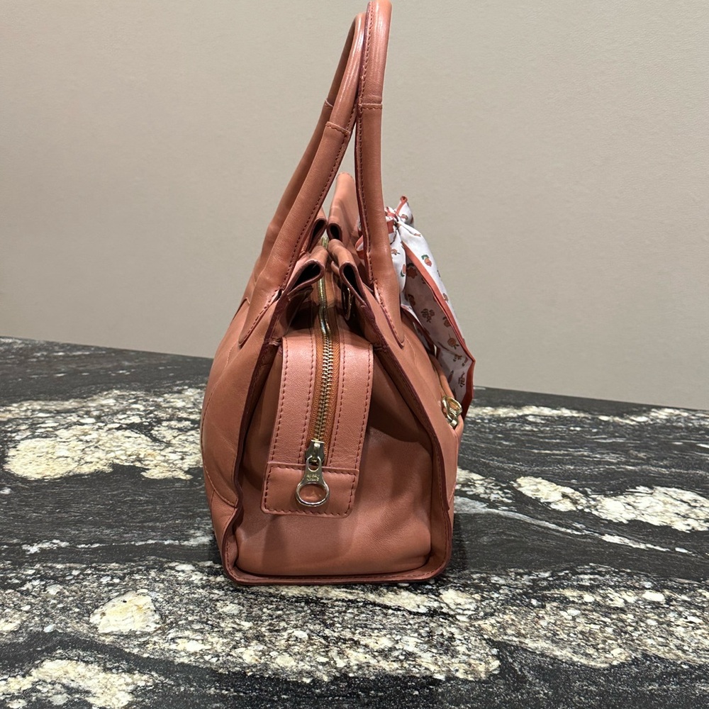 See by chole Coral Pink Leather-Style Satchel with Scarf Accent - Picture 3 of 16